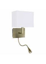 SEARCHLIGHT Antique Brass Wall Light White Shade