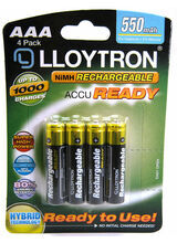 Lloytron AAA 800mAH NI-MH Pre-Charged Recharchable Battery 4 Pack