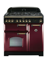 RANGEMASTER CDL90DFFCY/B Classic Deluxe 90 Dual Fuel Cranberry with Brass Trim