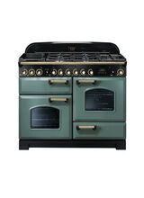 Rangemaster CDL110DFFMG/B Classic Deluxe Dual Fuel 110cm Range Cooker - Mineral Green with Brass