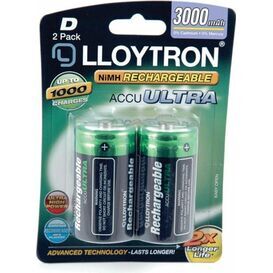 Lloytron D 3000mAH NI-MH Rechargeable Battery 2 Pack