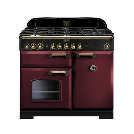 RANGEMASTER CDL100DFFCY/B Classic Deluxe 100cm Dual Fuel Cranberry with Brass