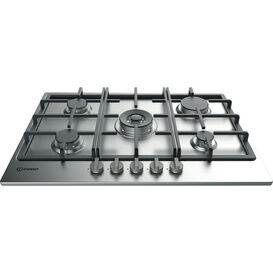 INDESIT THP751PIXI 75CM Gas Hob Cast Iron Supports Stainless Steel