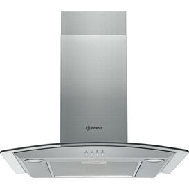 INDESIT IHGC65LMX 60cm Wall Mounted Hood Glass & Stainless Steel