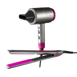 CARMEN C81181 Neon DC Pro Keratin Hair Dryer and Ceramic Straightener Neon Pink and Graphite Grey